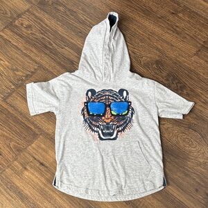 Gray Kids Hoodie with Tiger Print